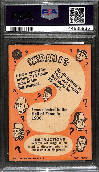 1967 Topps Who Am I? Babe Ruth #12 PSA 2